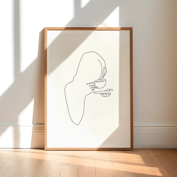Coffee Wall Art Minimal Coffee Print Coffee Line Art Coffee Bar Art Coffee Bar Decor Kitchen Wall Decor Minimalist Wall Art
