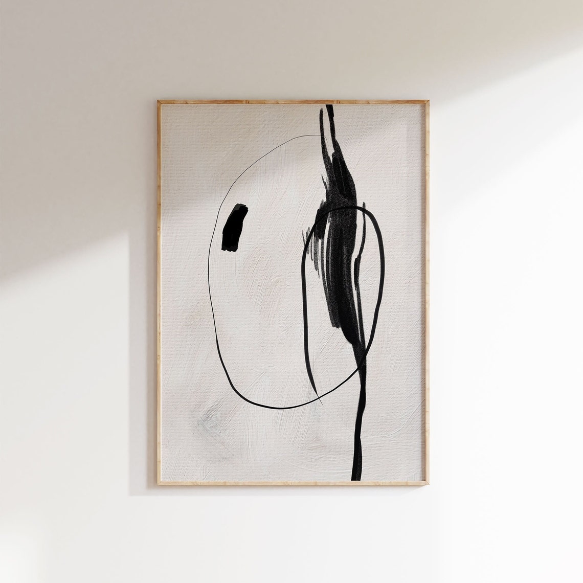 Bold Black and White Abstract Brushstroke Modern Canvas Art Poster