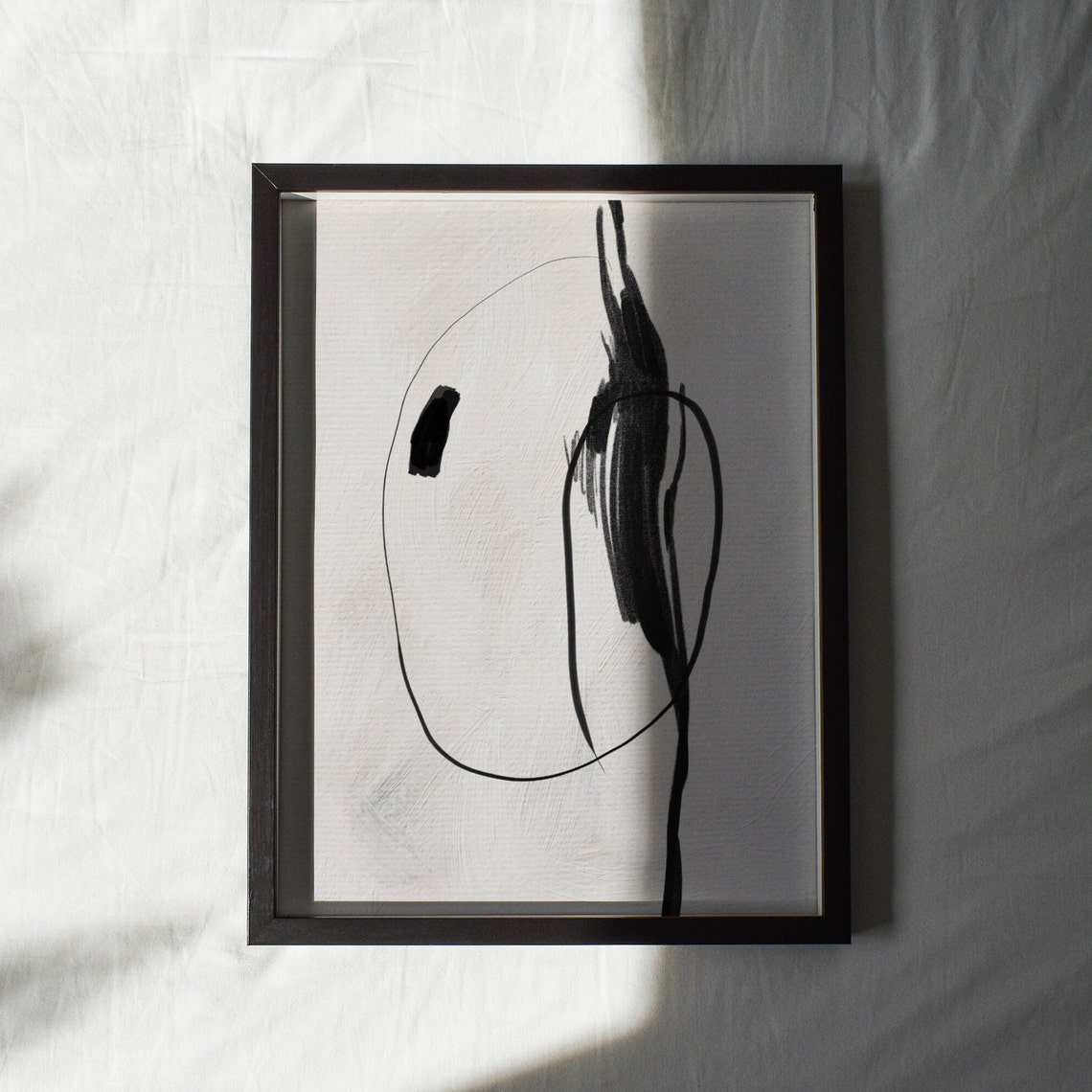 Bold Black and White Abstract Brushstroke Modern Canvas Art Poster - Image 2
