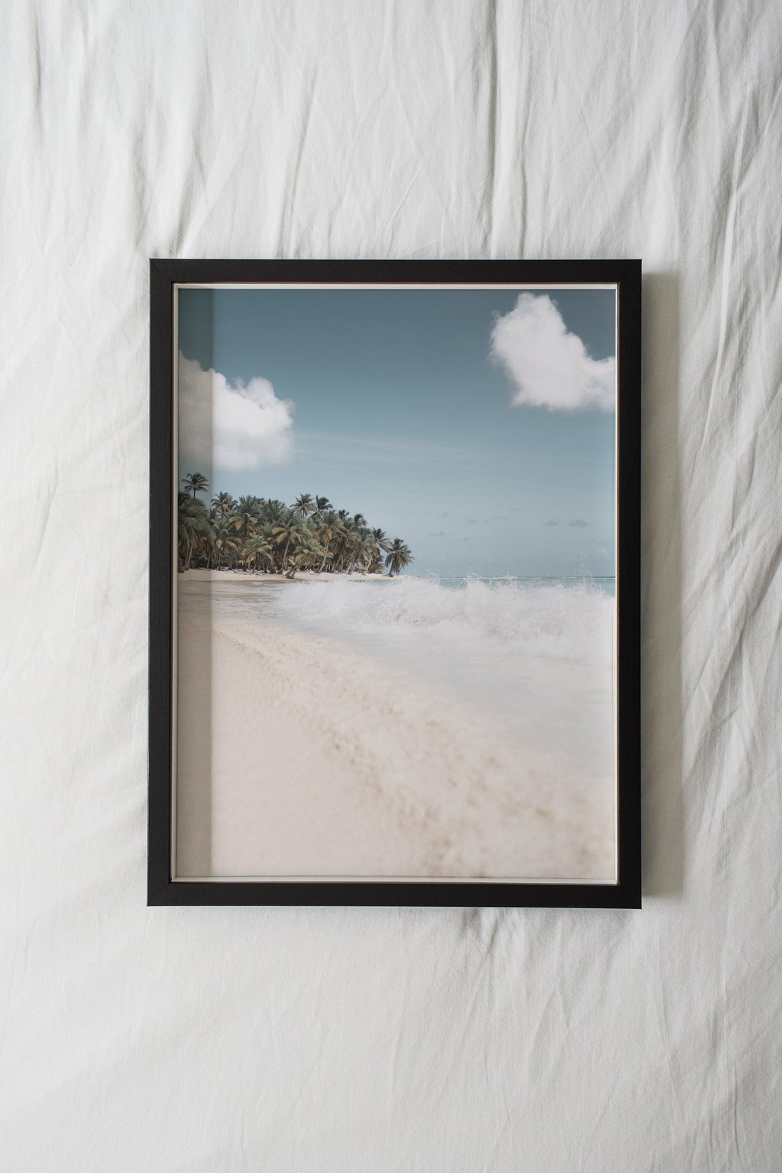 Pastel Tropical Beach Palm Trees White Sand Coastal View Poster - Image 2