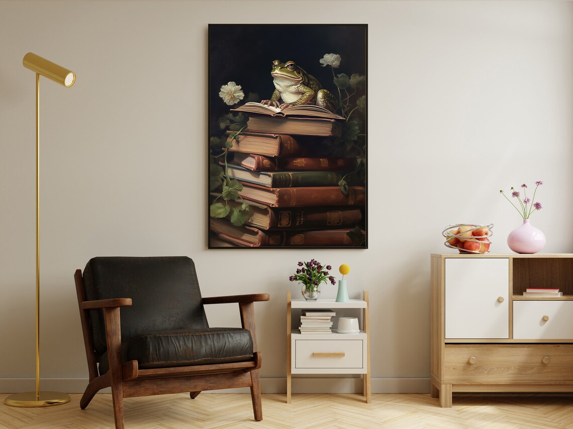 Vintage Frog Painting, Gothic Dark Academia Art Print - Image 3