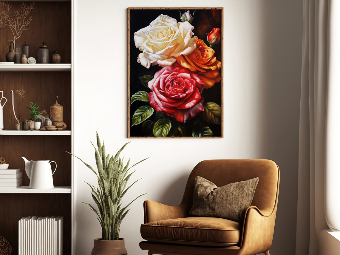 Wild Flower Still Life Painting Flower Art Print Dark Flowers Print Gothic Art Print Dark Academia Art Print Dark Flowers Poster - Image 3