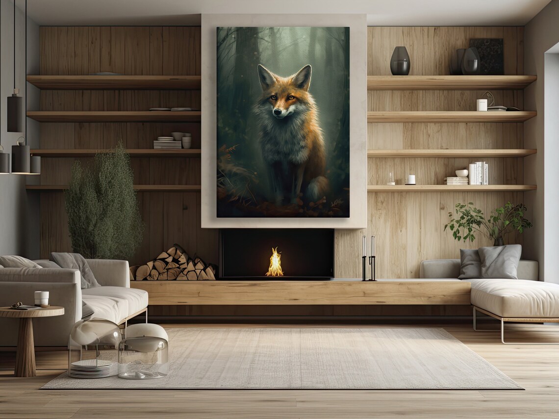 Red Fox In Misty Dark Forest Ethereal Light Vintage Wildlife Portrait Poster - Image 3