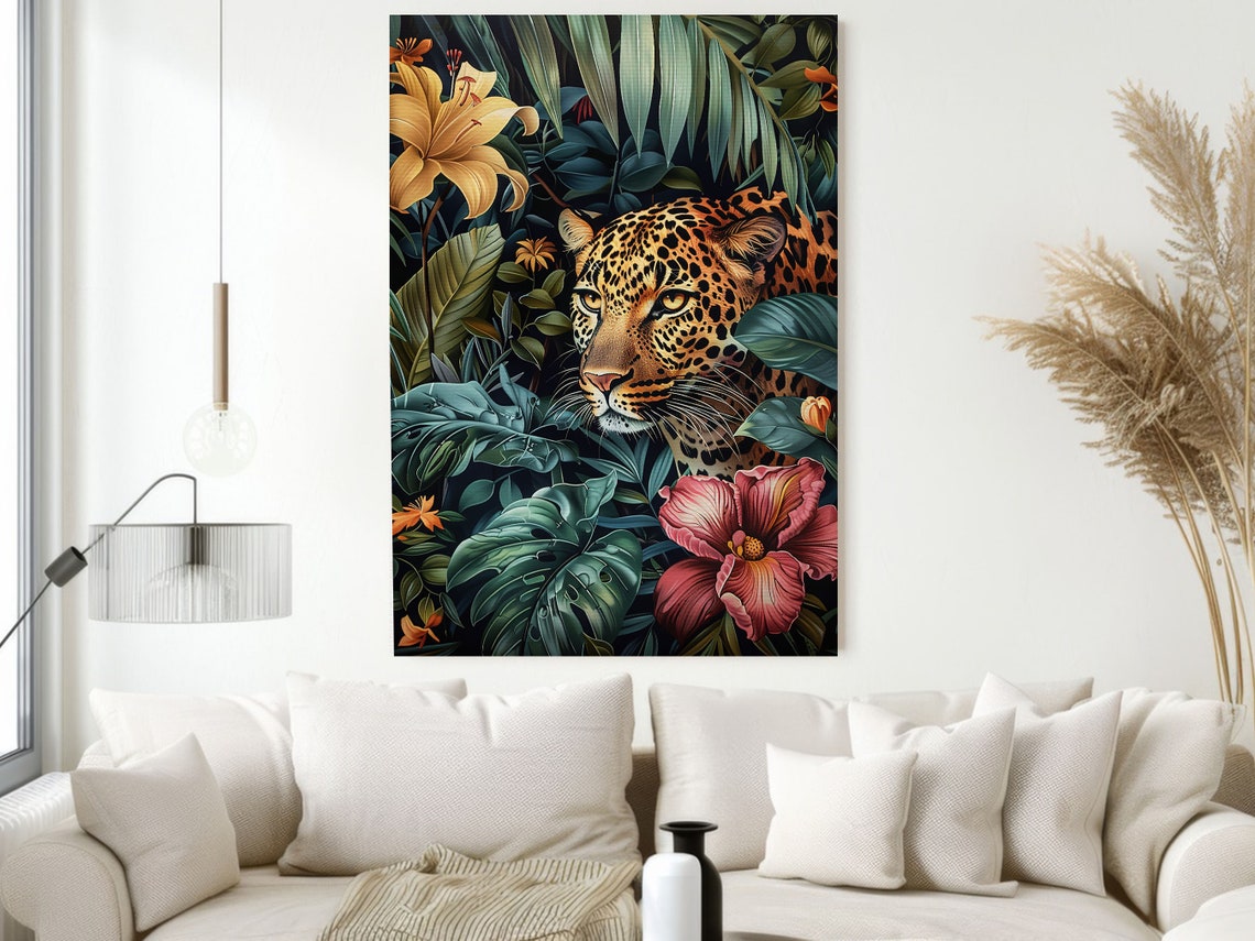 Leopard Emerging From Lush Tropical Jungle Foliage Big Cat Poster - Image 2
