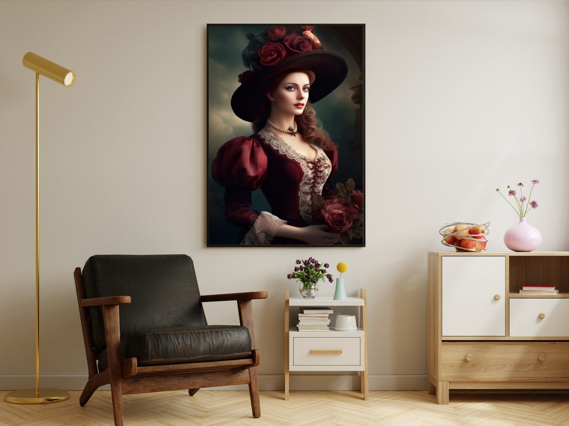 Retro Victorian Woman Painting Victorian Woman Art Print Victorian Woman Print Gothic Woman Art Print Victorian Poster Print - Image 2