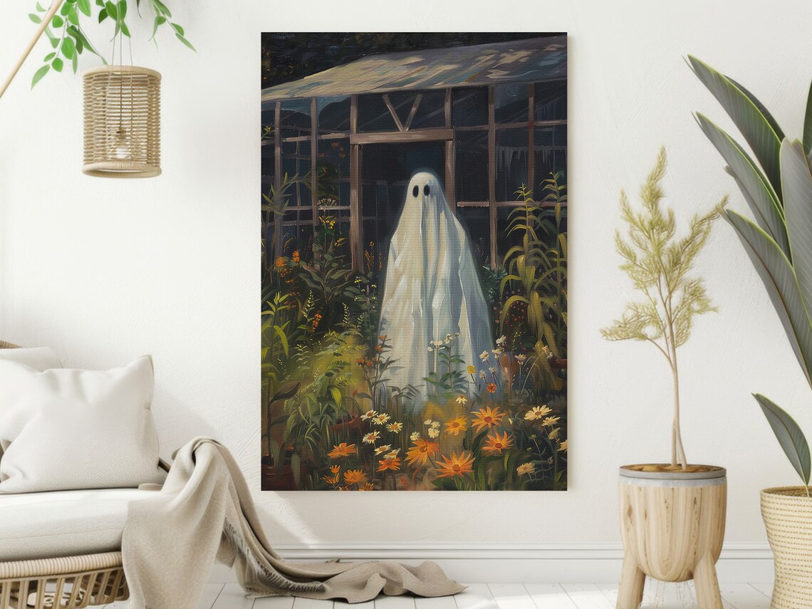 Ghost In Overgrown Greenhouse Doorway Wildflower Garden Art Poster - Image 2