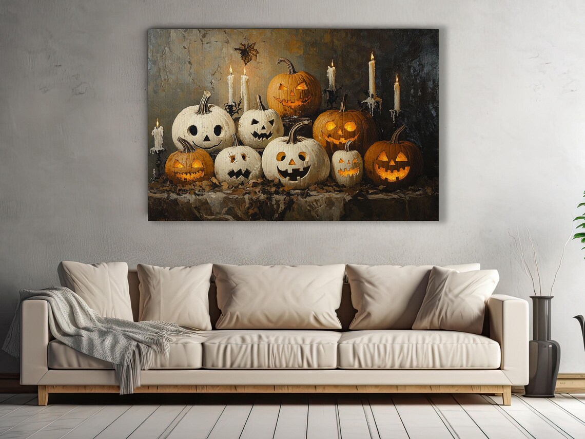 Cottage Candle Light and Pumpkin Witchy Halloween Poster - Image 3