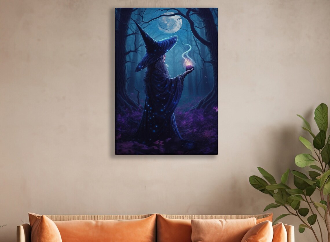 Magic Forest Witch Gothic Halloween Art Print - Image 3