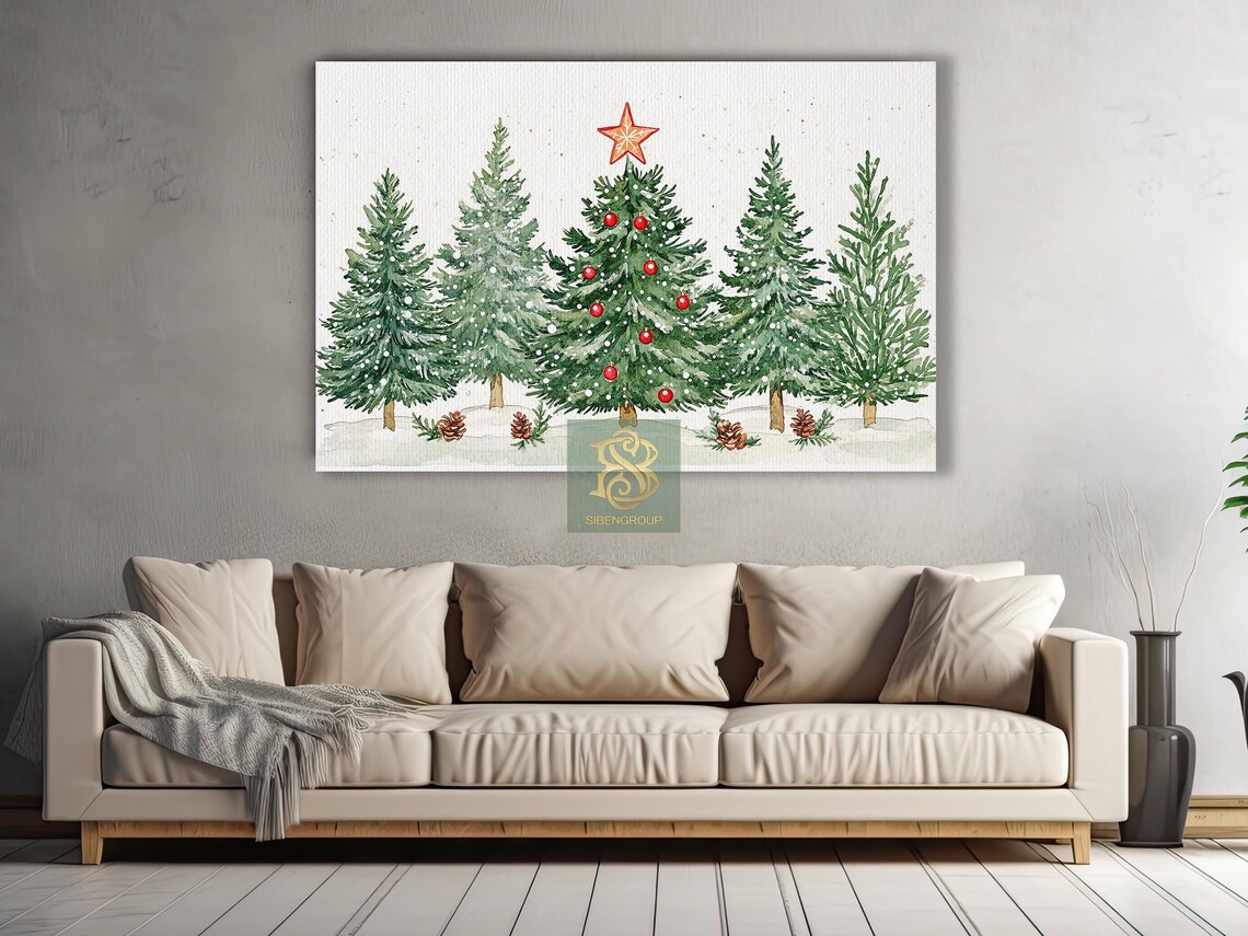 Vintage Christmas Tree Art Print, Holiday Decor - Image 2