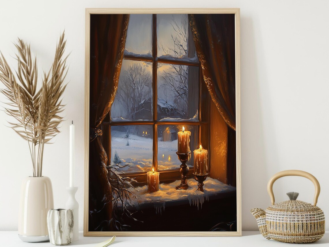Vintage Cozy Winter Window, Holiday Poster for Winter Decor - Image 4