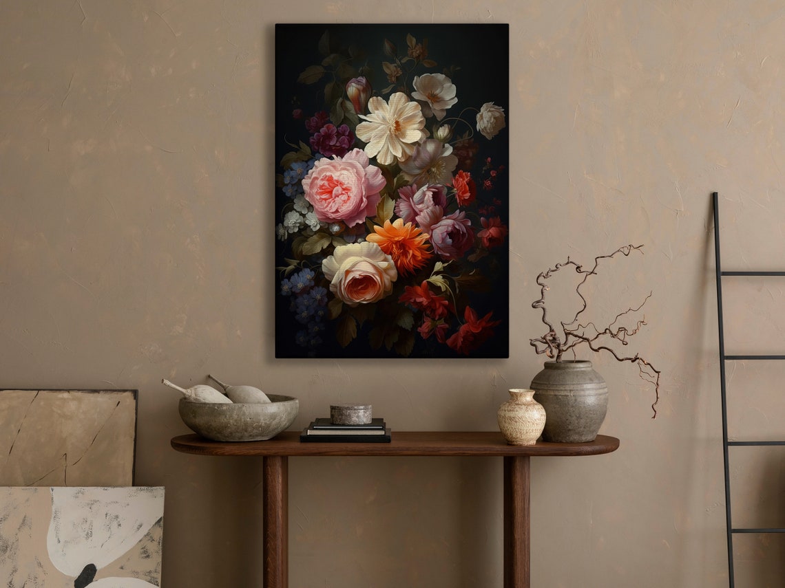 Vintage Flowers Still Life Painting Retro Flowers Art Print Cottage Flowers Print Esthetic Flowers Poster Print - Image 4