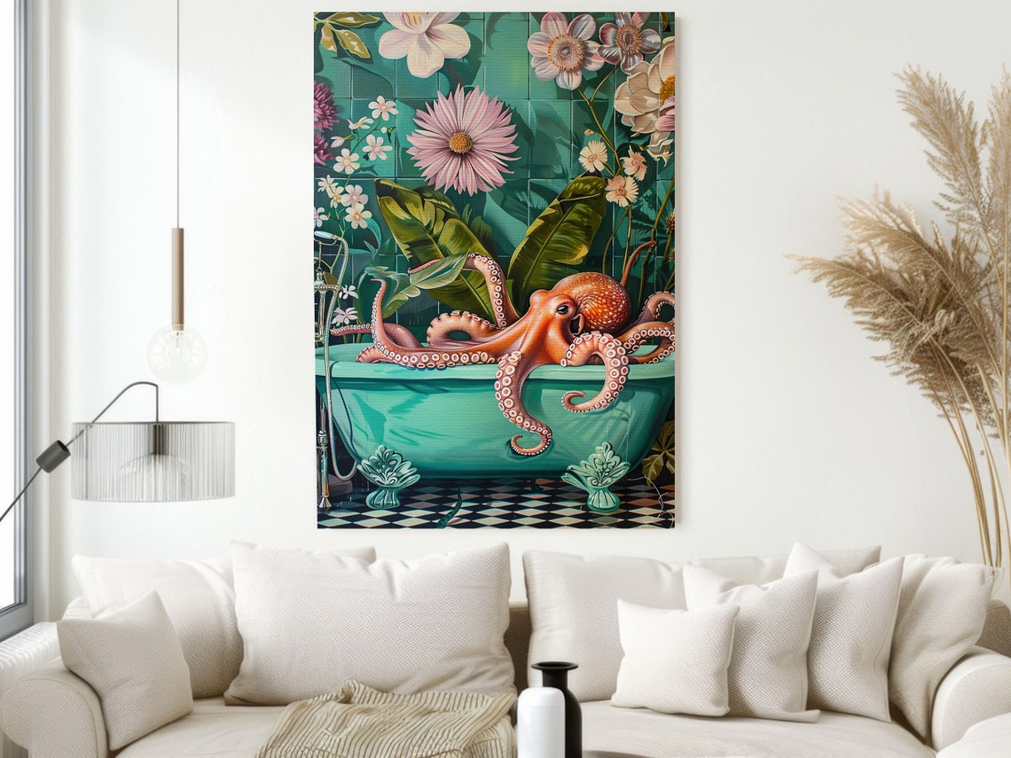 Matisse Octopus In Bathtub Painting Octopus Print Octopus Poster Print Bathroom Wall Art - Image 2