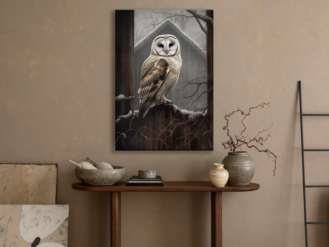 Barn Owl Vintage Winter Gothic Dark Academia Poster Print - Image 4