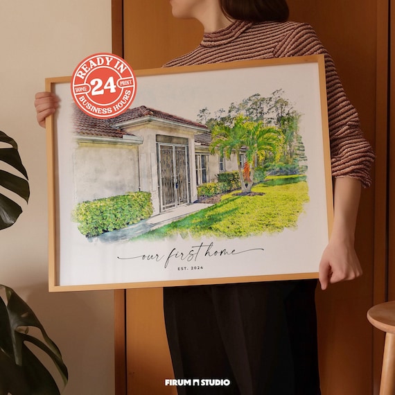 Custom House Portrait, Housewarming Gift Art Print