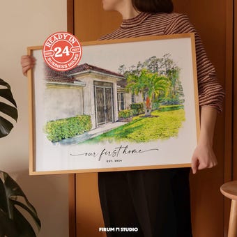 Custom House Portrait, Housewarming Gift Art Print