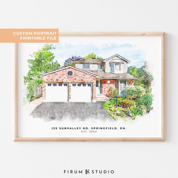 House Portrait, Moving Away Gift for Friends