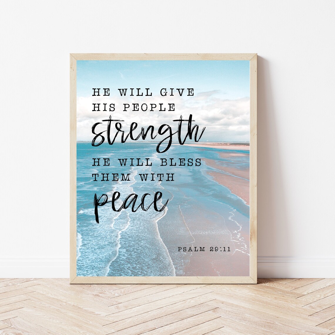 He Will Give His People Strength He Will Bless Them With Peace Wall Art