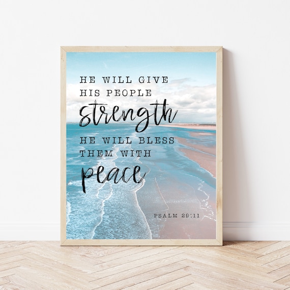 He Will Give His People Strength He Will Bless Them With Peace Wall Art