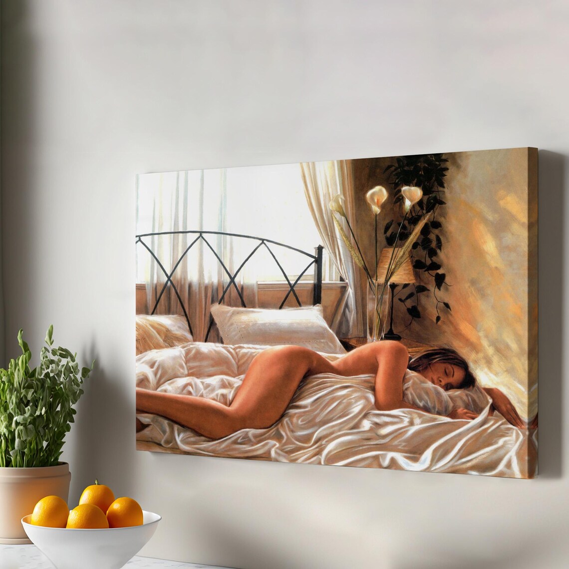Woman Resting in Morning Light Romantic Figurative Painting Poster