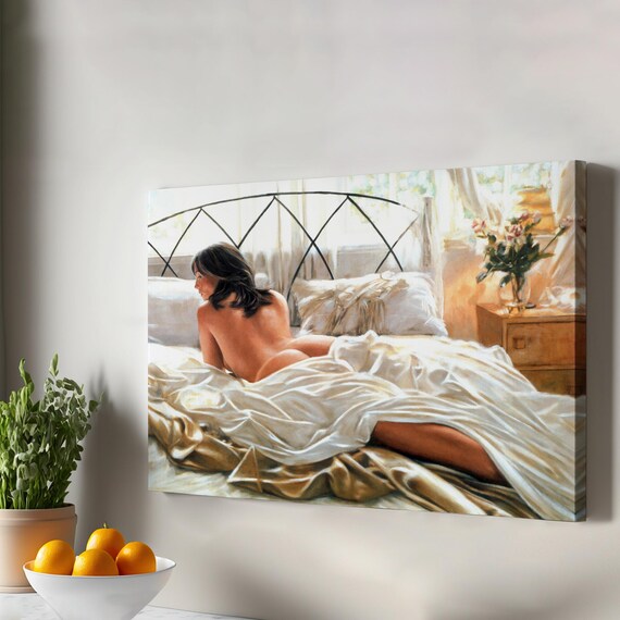 Woman Resting In Bed Morning Light Soft Figurative Painting Poster