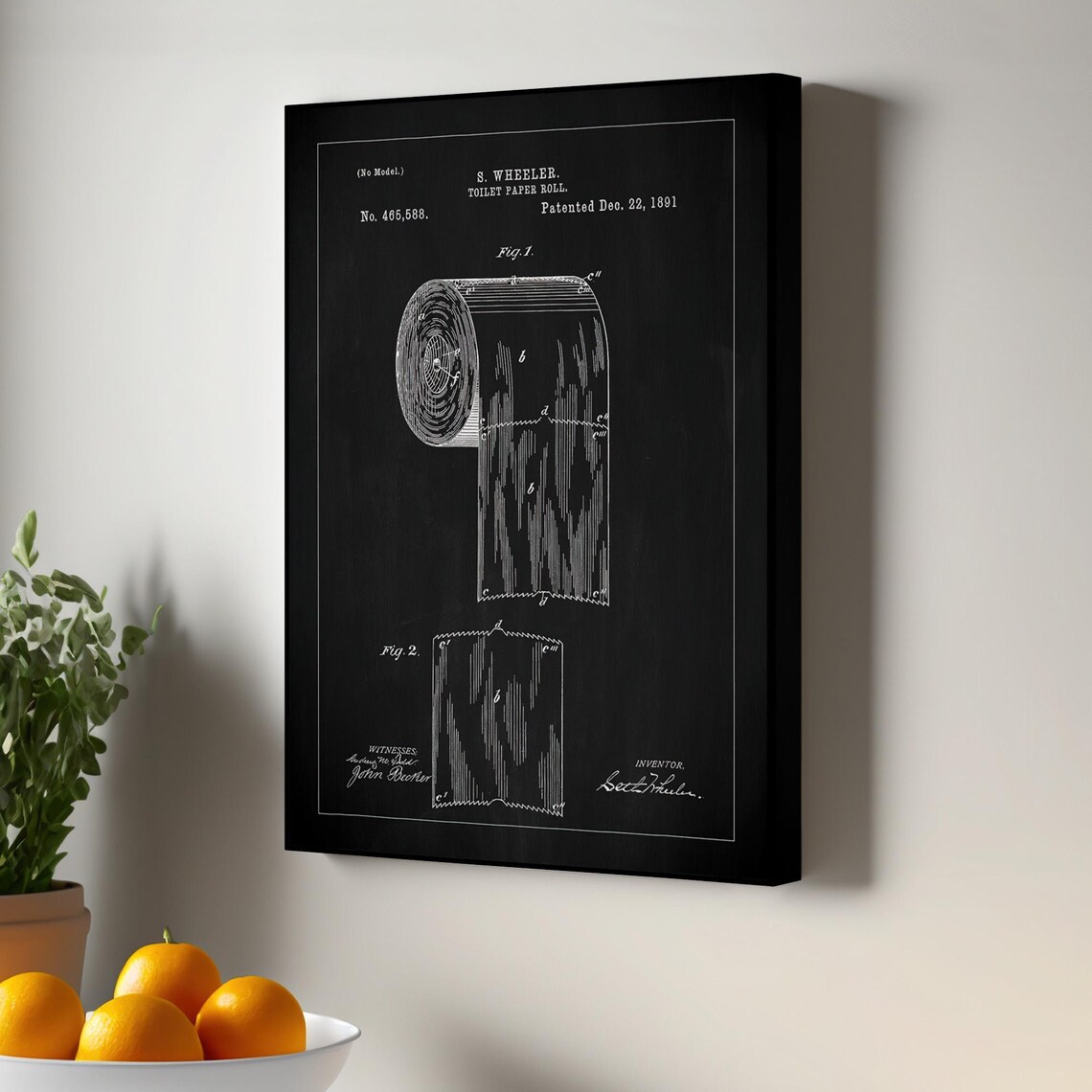 Toilet Paper Roll Patent Art Print, Minimal