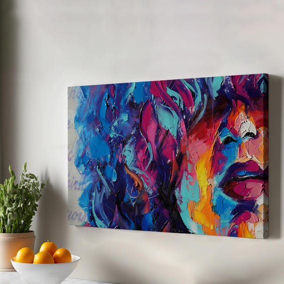 Abstract Painting Of A Beautiful Girl Oil Look Decorative Canvas Wall Art Framed Print