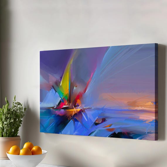 Sailboat Abstract Oil Painting Style Art Print