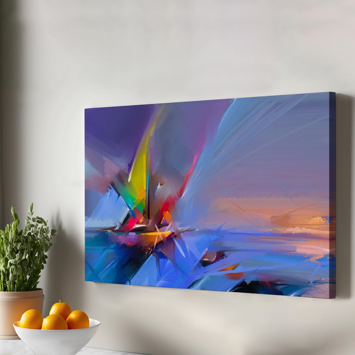Sailboat Abstract Oil Painting Style Art Print