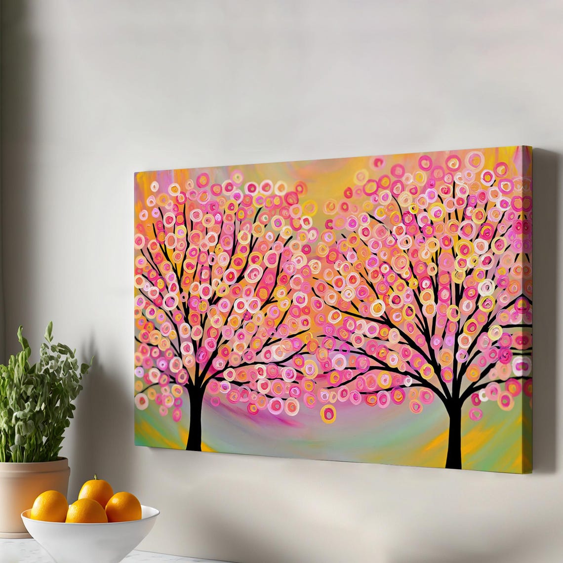 Surreal Symphony Of Colors In The Tree Abstract Canvas Wall Art Framed Modern Decor Print
