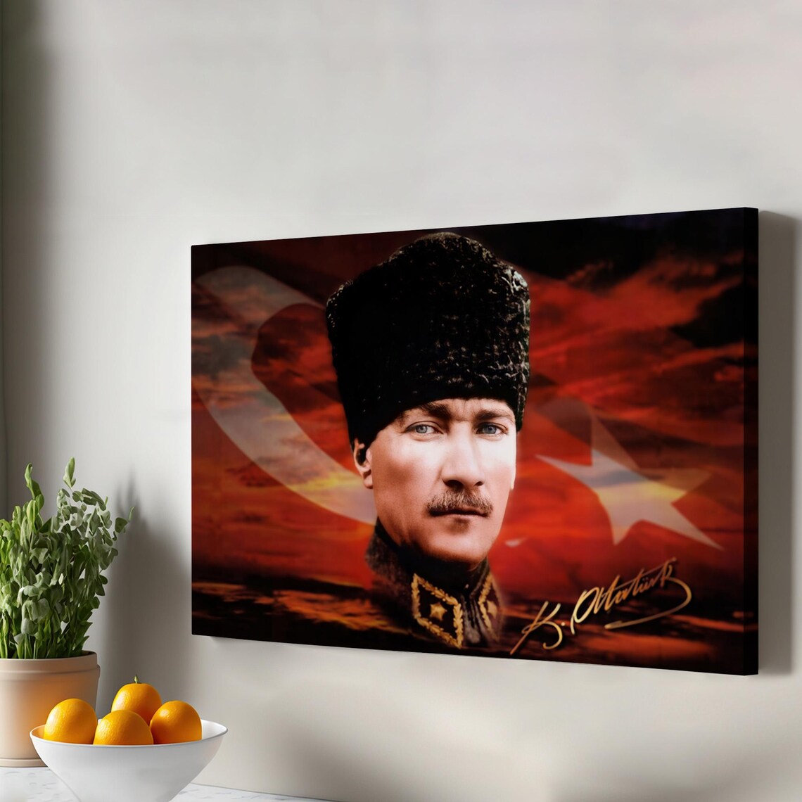 Atatürk Portrait Wall Art Print, Housewarming Gift