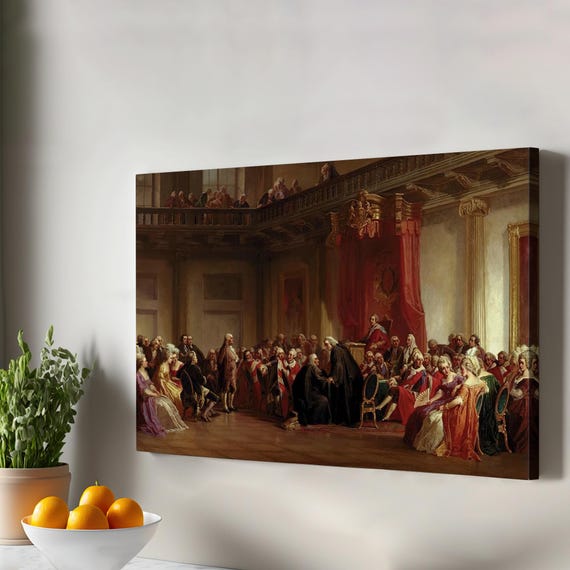 Benjamin Franklin Appearing Before The Council Art Housewarming Gifts Canvas Wall Large Hanging Home Decor