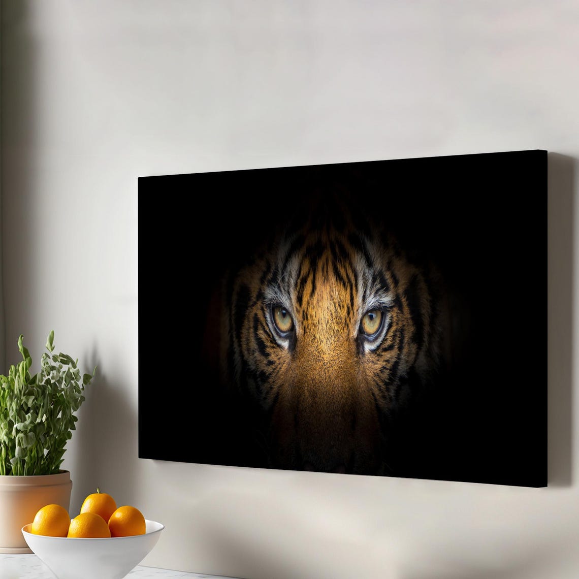 Tiger Eyes Darkness Dramatic Bold Black Wildlife Portrait Poster