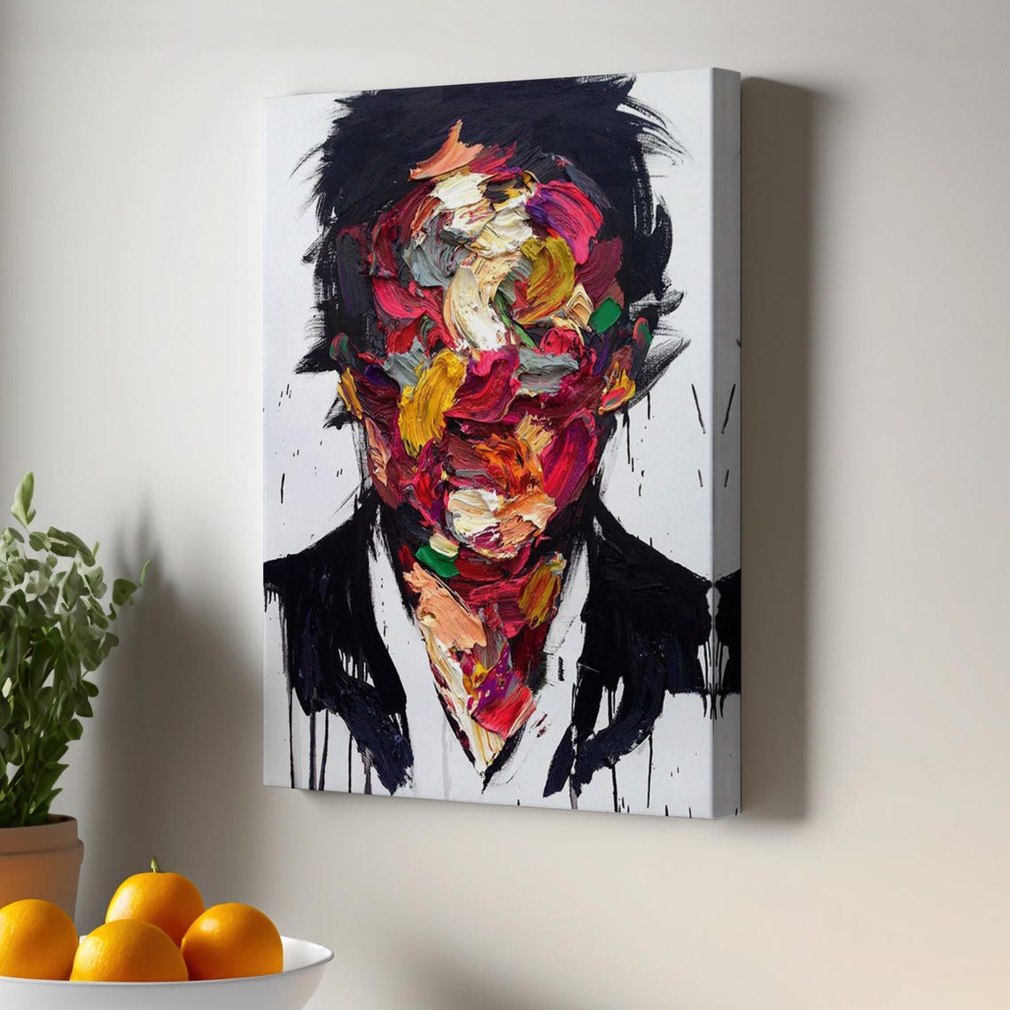 Colorful Abstract Face Impasto Thick Brushstroke Portrait Wall Print