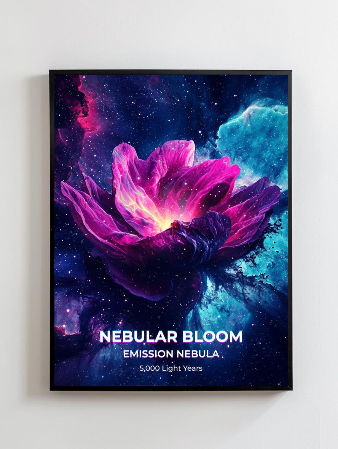 Nebular Bloom Emission Nebula Pink Purple Cosmic Flower Poster
