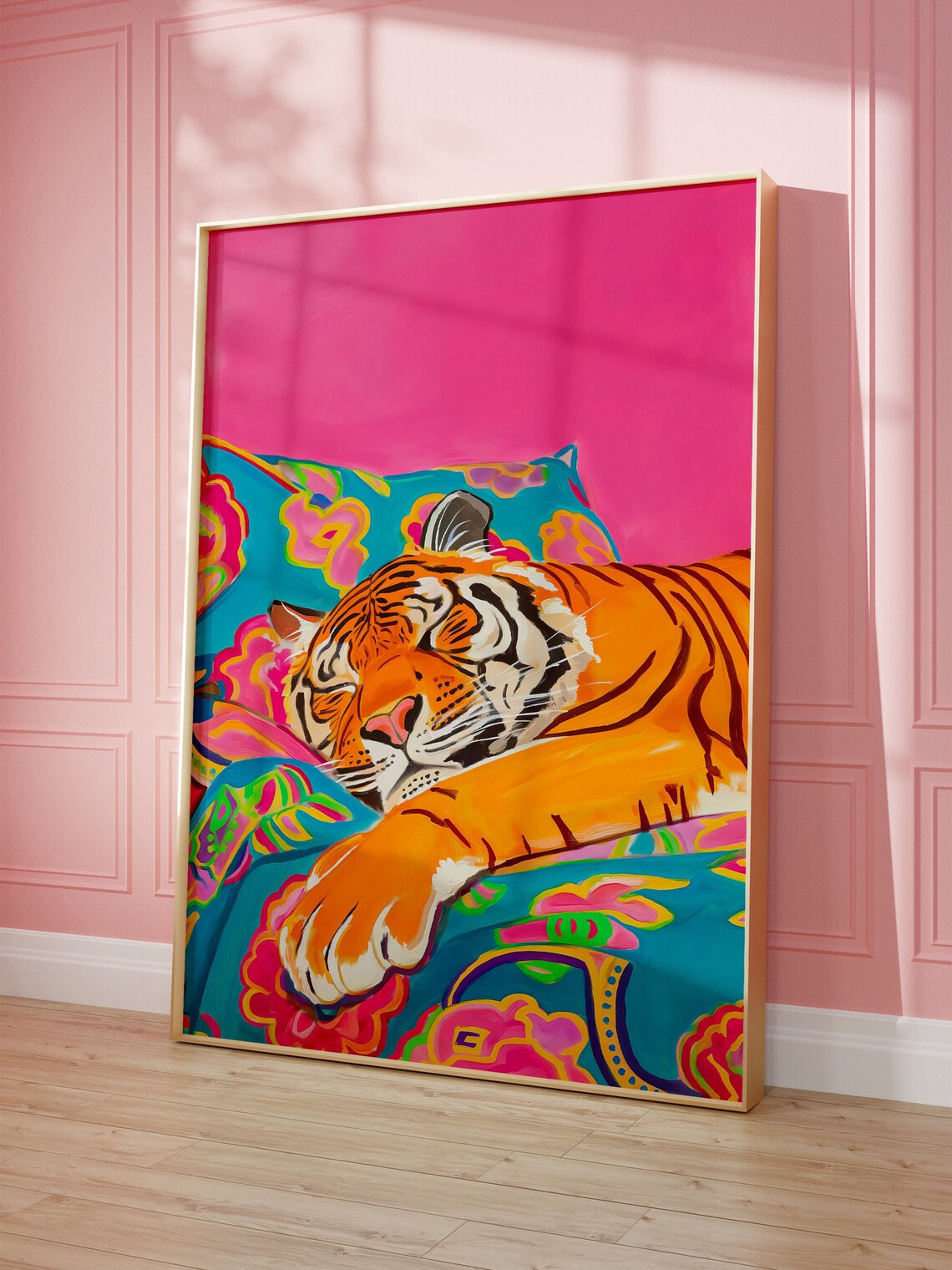 Cute Tiger, Maximalist Oil Painting Poster