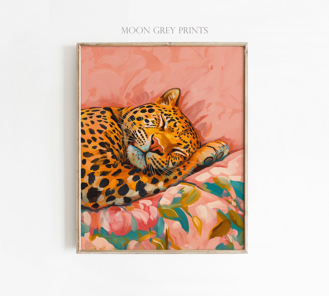 Sleeping Leopard Maximalist Poster Print - Image 2