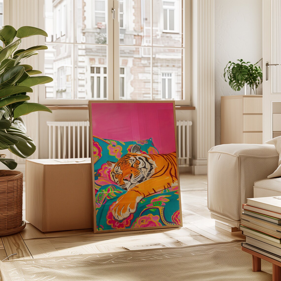 Cute Tiger Poster, Maximalist Oil Painting Art - Image 5