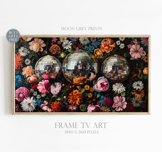 Disco Ball Maximalist Botanical Art Print