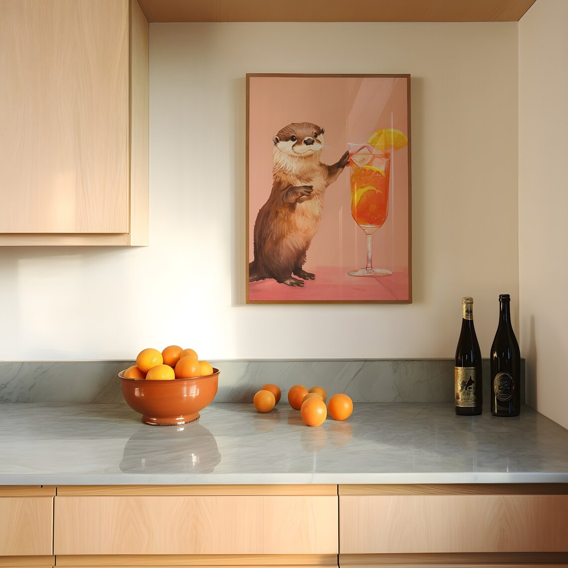 Otter With Aperol, Maximalist Oil Painting Poster - Image 4