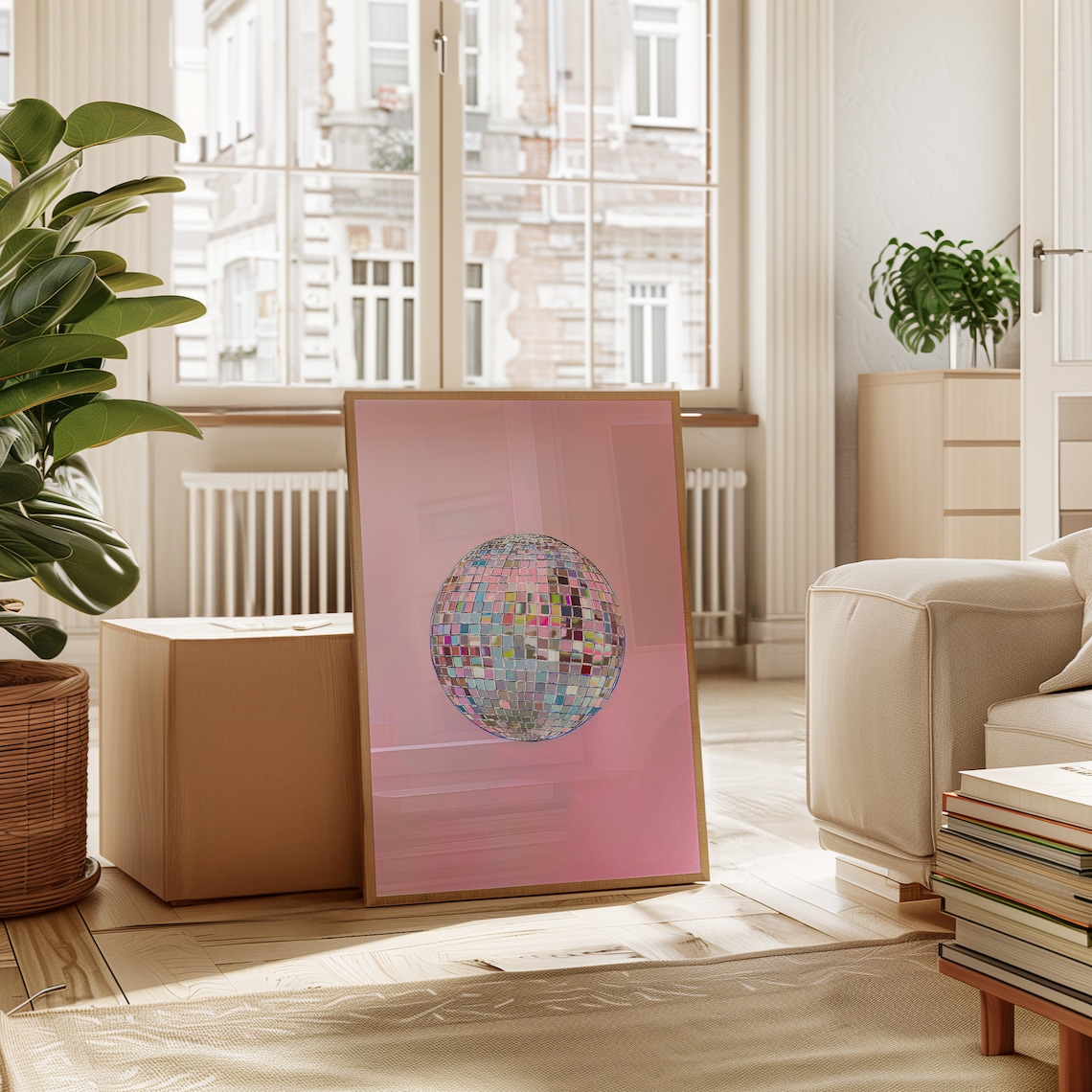 Silver Disco Ball Maximalist Poster, Dopamine Decor - Image 3