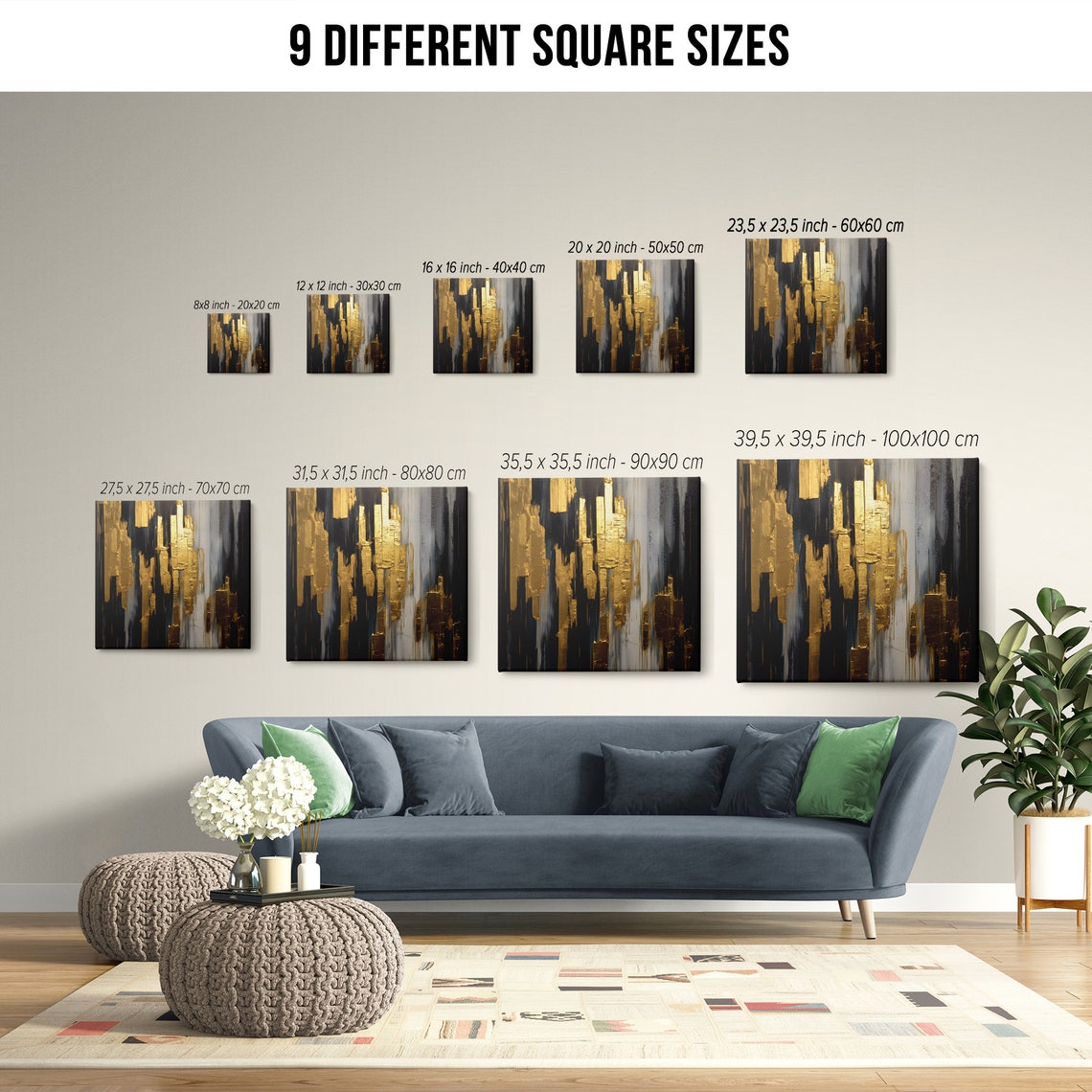 Gold Leaf Black Vertical Brushstrokes Modern Abstract Luxury Wall Art - Image 2