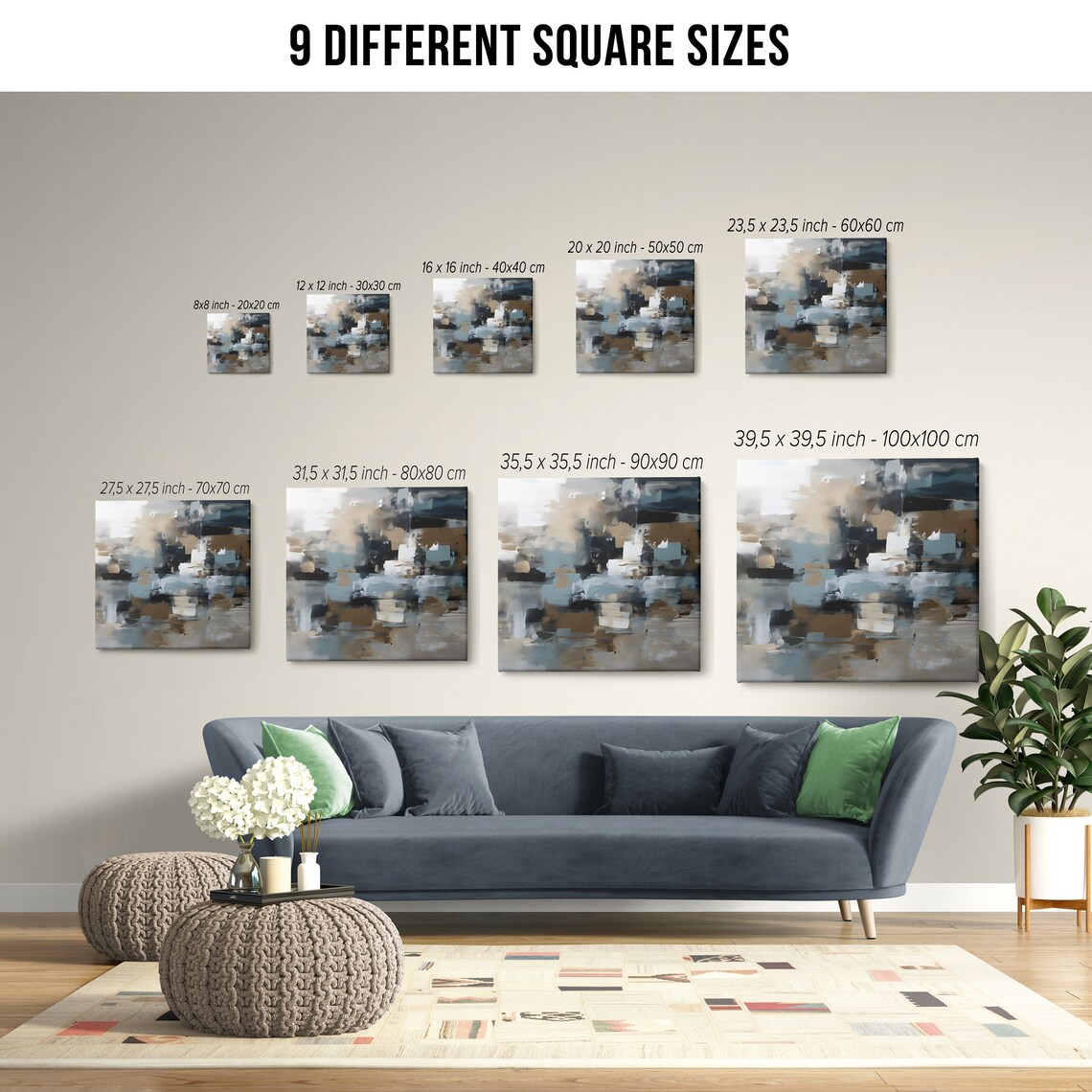 Light Blue Beige Abstract, Modern Art Print - Image 2