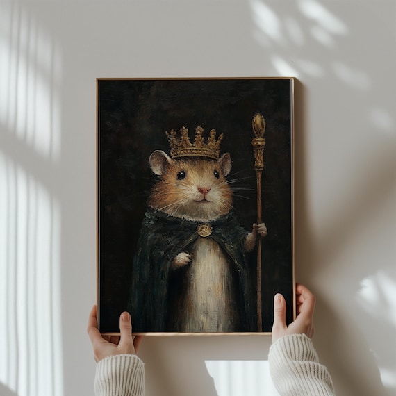 Hamster Anthro Dark Academia Wall Art Print