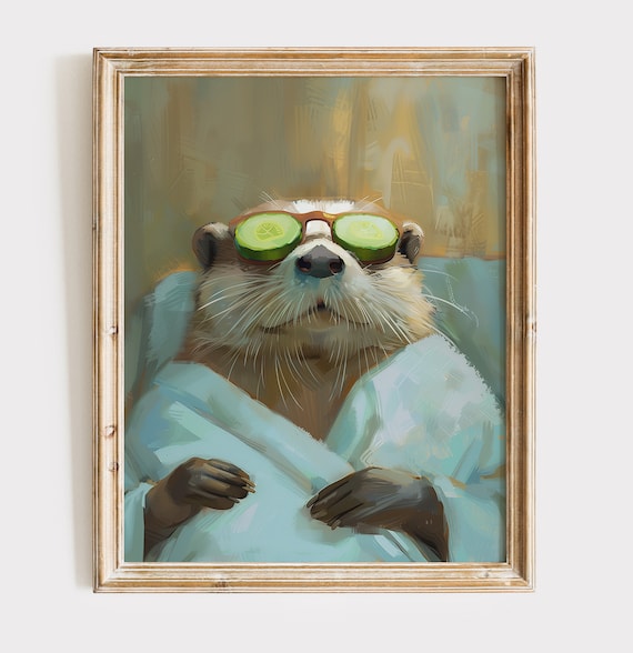 Otter Poster Animal Bathroom Poster Otter Gift Wellness Gift Otter Art Bathroom Wall Decor Poster Bathroom Print Animal