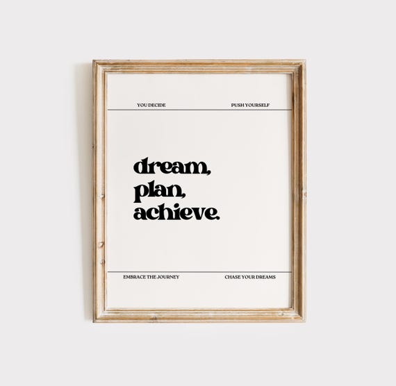 Dream Make It Happen Office Decor For Women Dopamine Decor Inspirational Work Quotes Gifts Modern Home Office Prints Work From Home