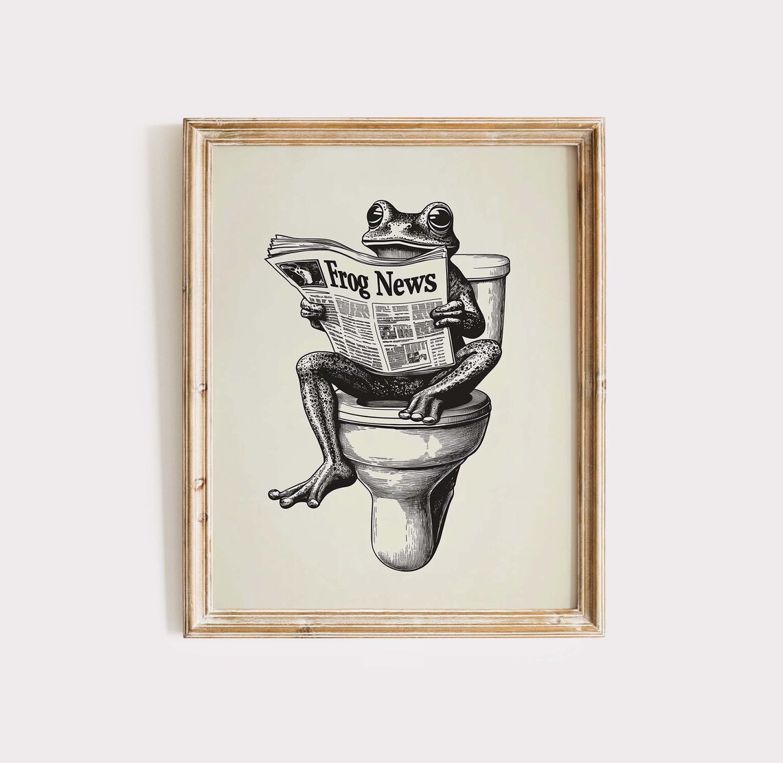 Retro Frog On Toilet Art Print, Bathroom Decor - Image 3