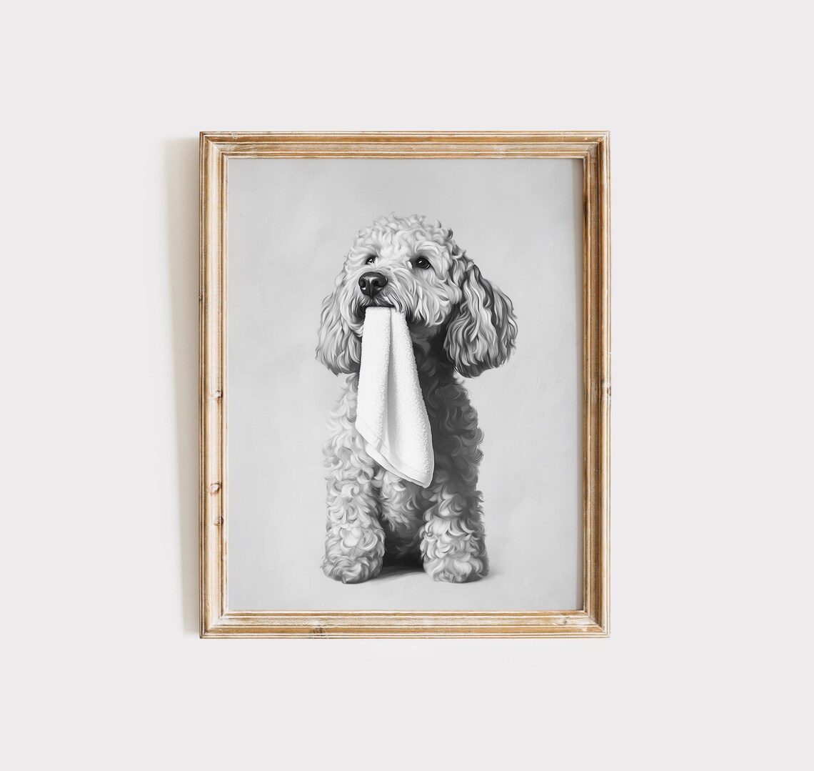 Goldendoodle Bathroom Dog Wall Art Print