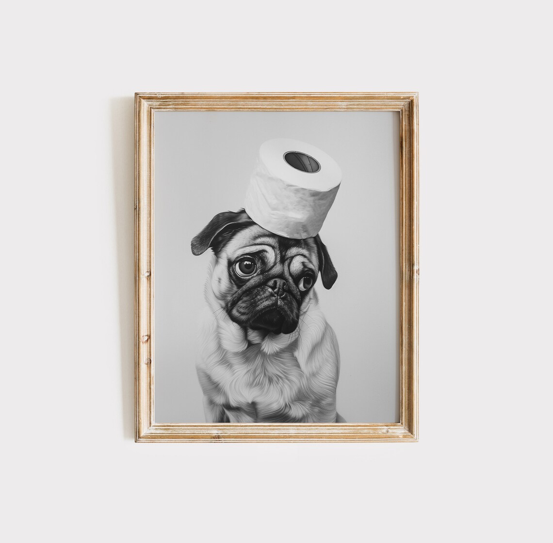 Pug Bathroom Wall Decor, Animal Art Print - Image 3
