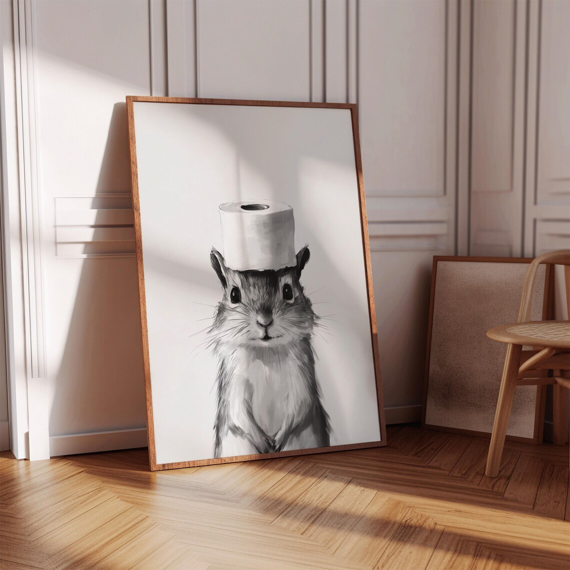 Chipmunk Animal Bathroom Art Print, Black And White - Image 2