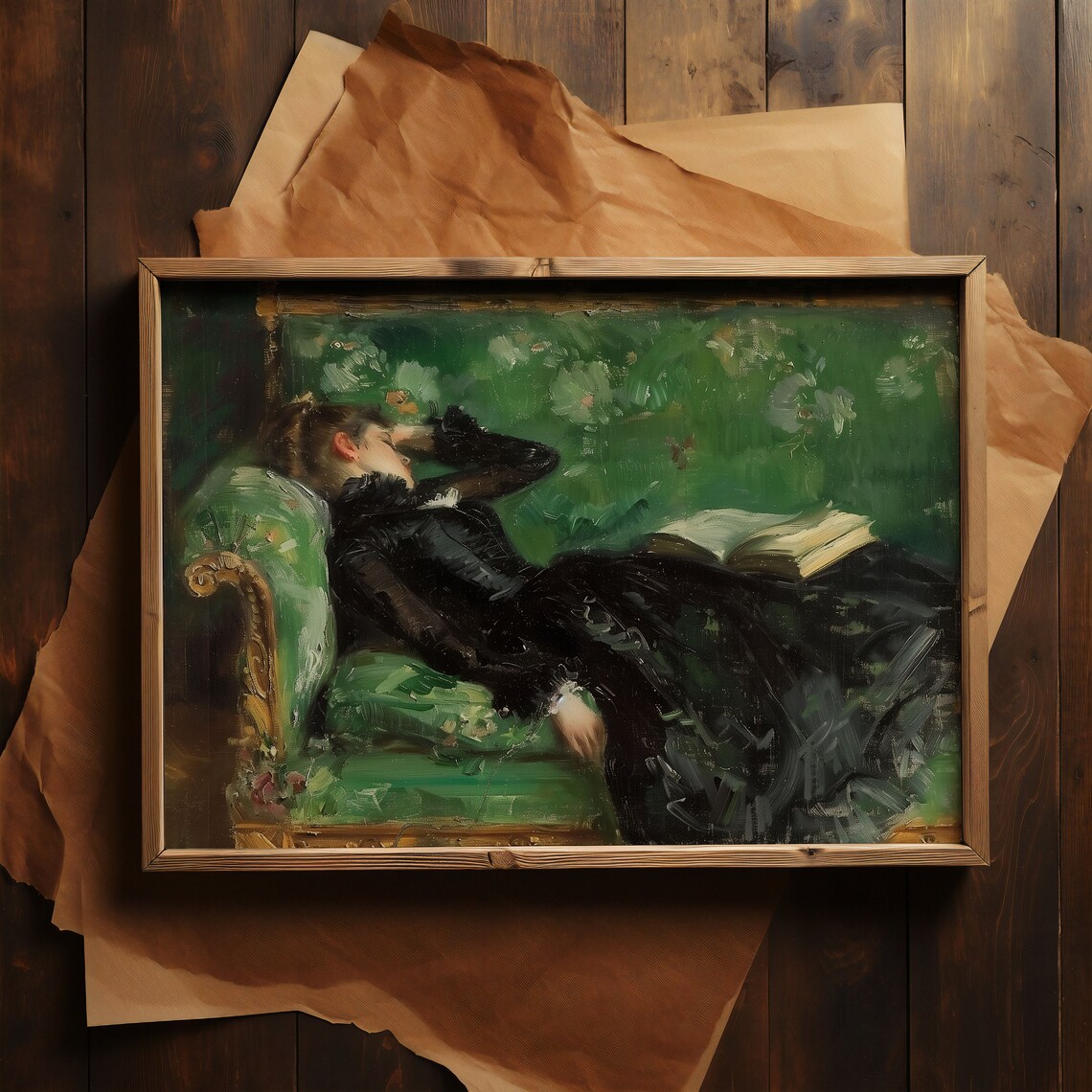Woman Reading Art Print, Moody Victorian Decor - Image 2